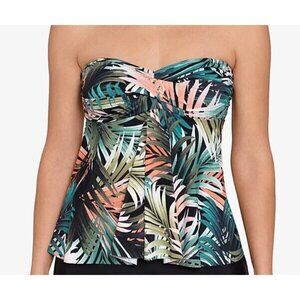 Swim Solutions Women's Flyaway Strapless Tank Palm Delight Size 18